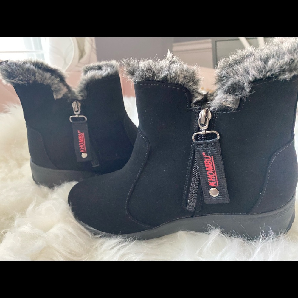 Brand new Khombu black suede ankle boot.